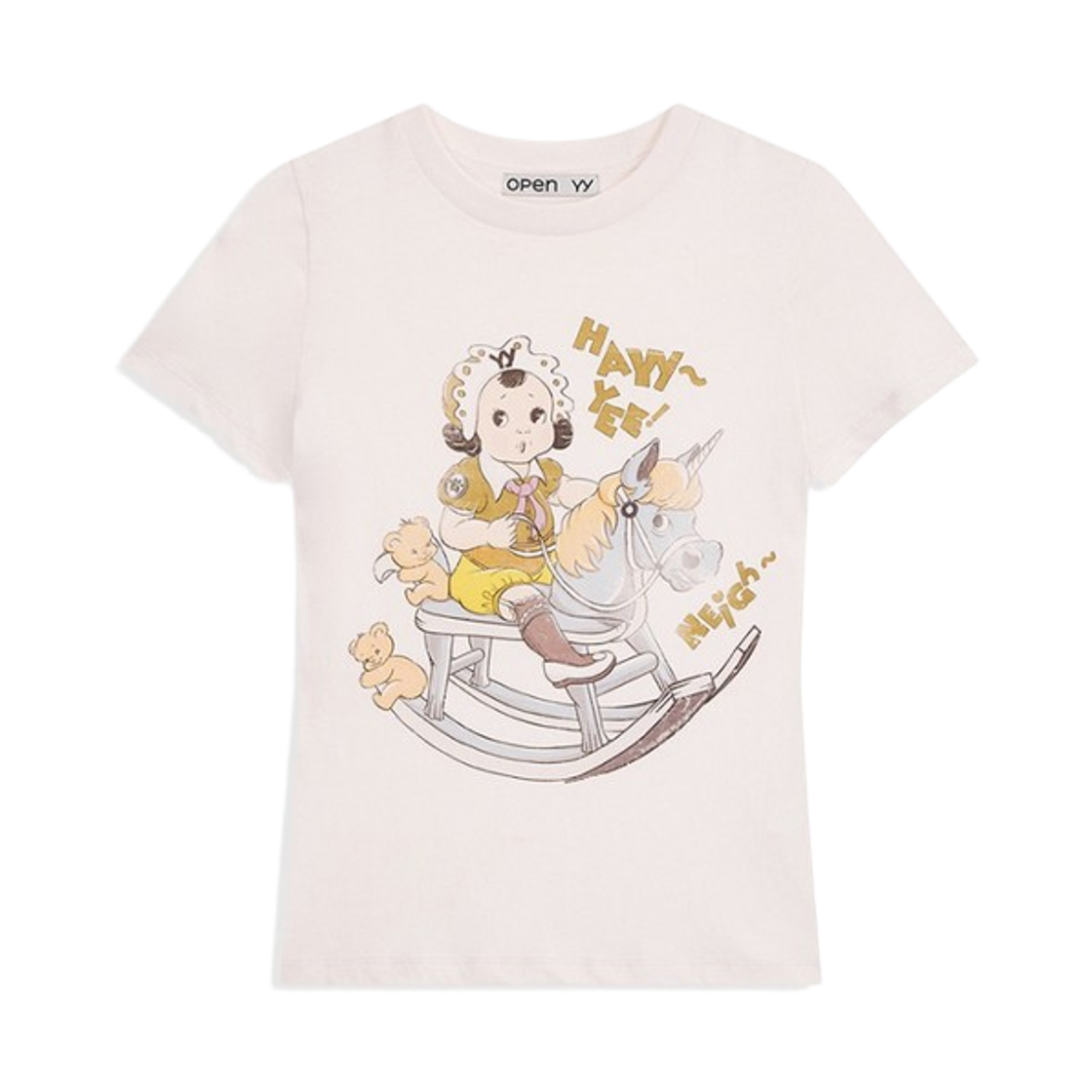 (W) 오픈 Yy 락킹 베이비 티셔츠 크림((W) Open Yy Rocking Baby T-Shirt Cream)