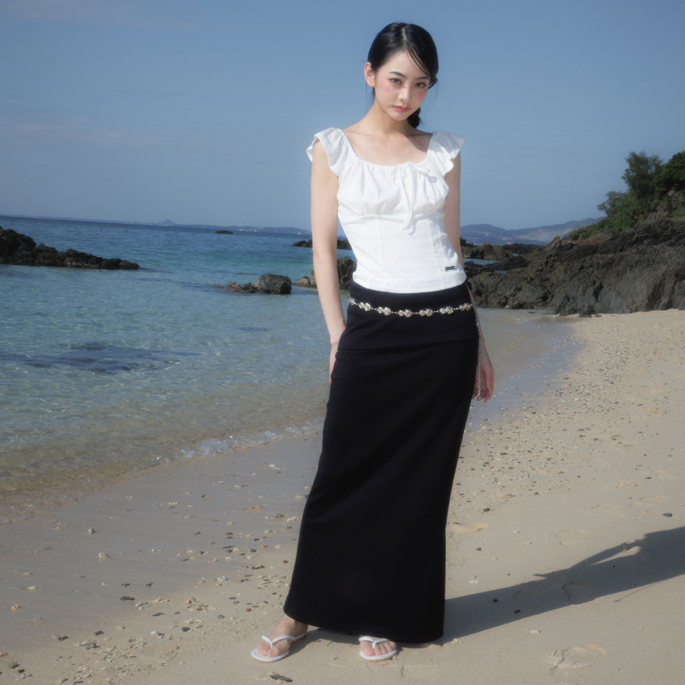 로제프란츠 폴딩 웨이스트 맥시 롱 스커트 블랙(Rosefrantz Folding Waist Maxi Long Skirt [Black]) - 3