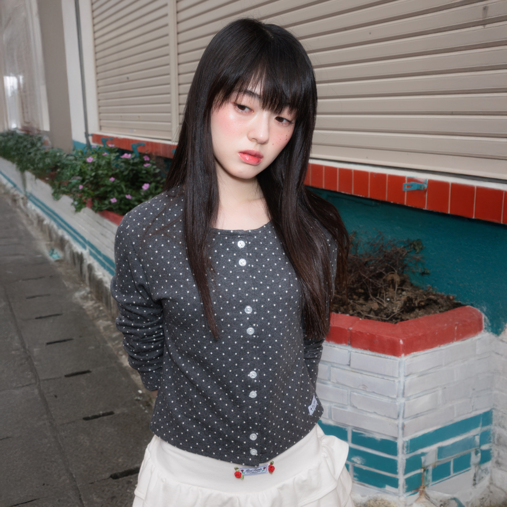 로제프란츠 도트 버튼 포인트 가디건 차콜(Rosefrantz Dot Button Point Cardigan [Charcoal]) - 4