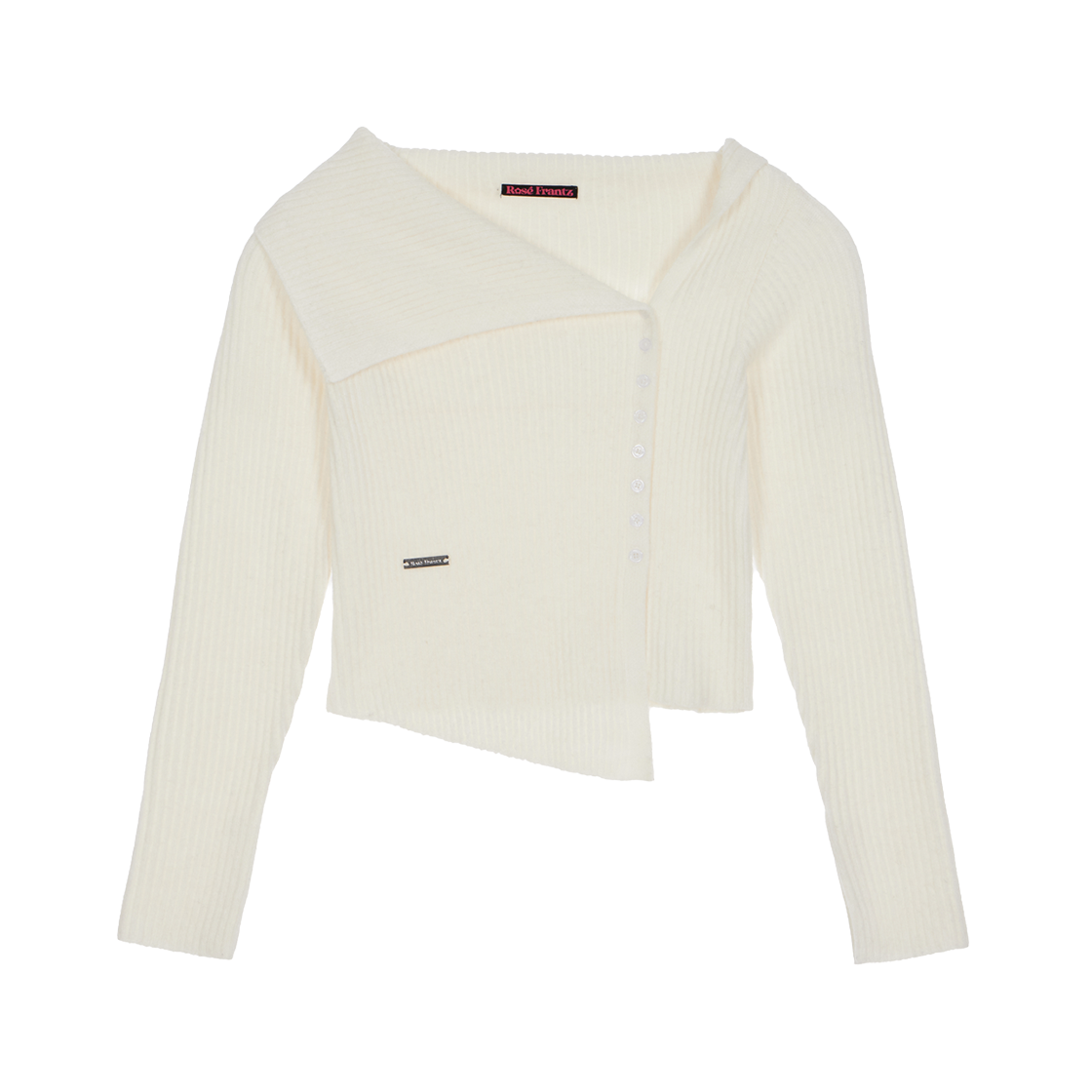 RS25CKN102IVR Rosefrantz Unbalance Collar Button Knit [Ivory]