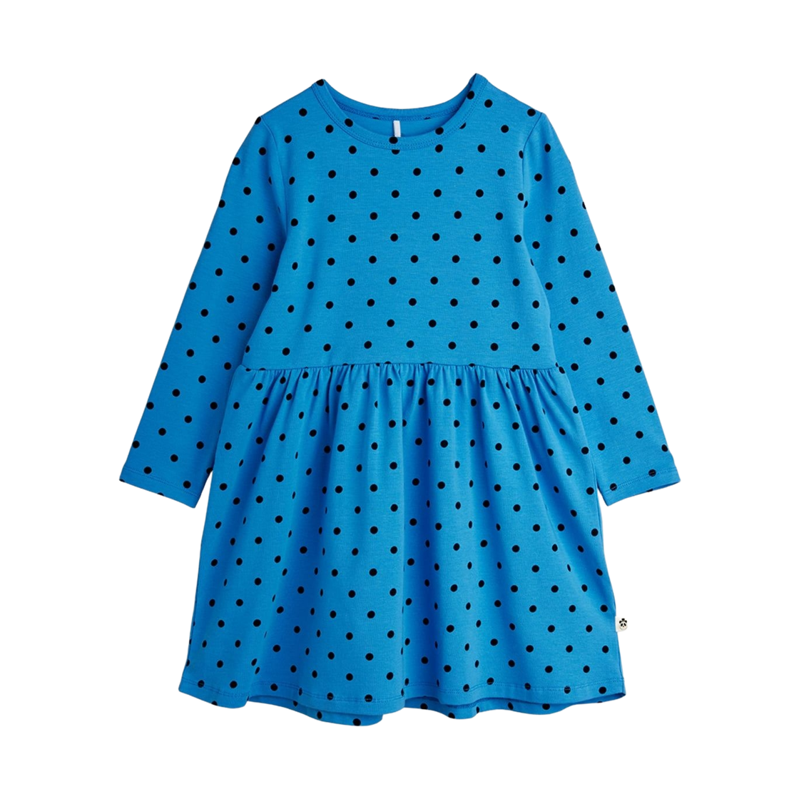(키즈) 미니 로디니 폴카 도트 롱슬리브 드레스 블루((Kids) Mini Rodini Polka Dots Long Sleeve Dress Blue)