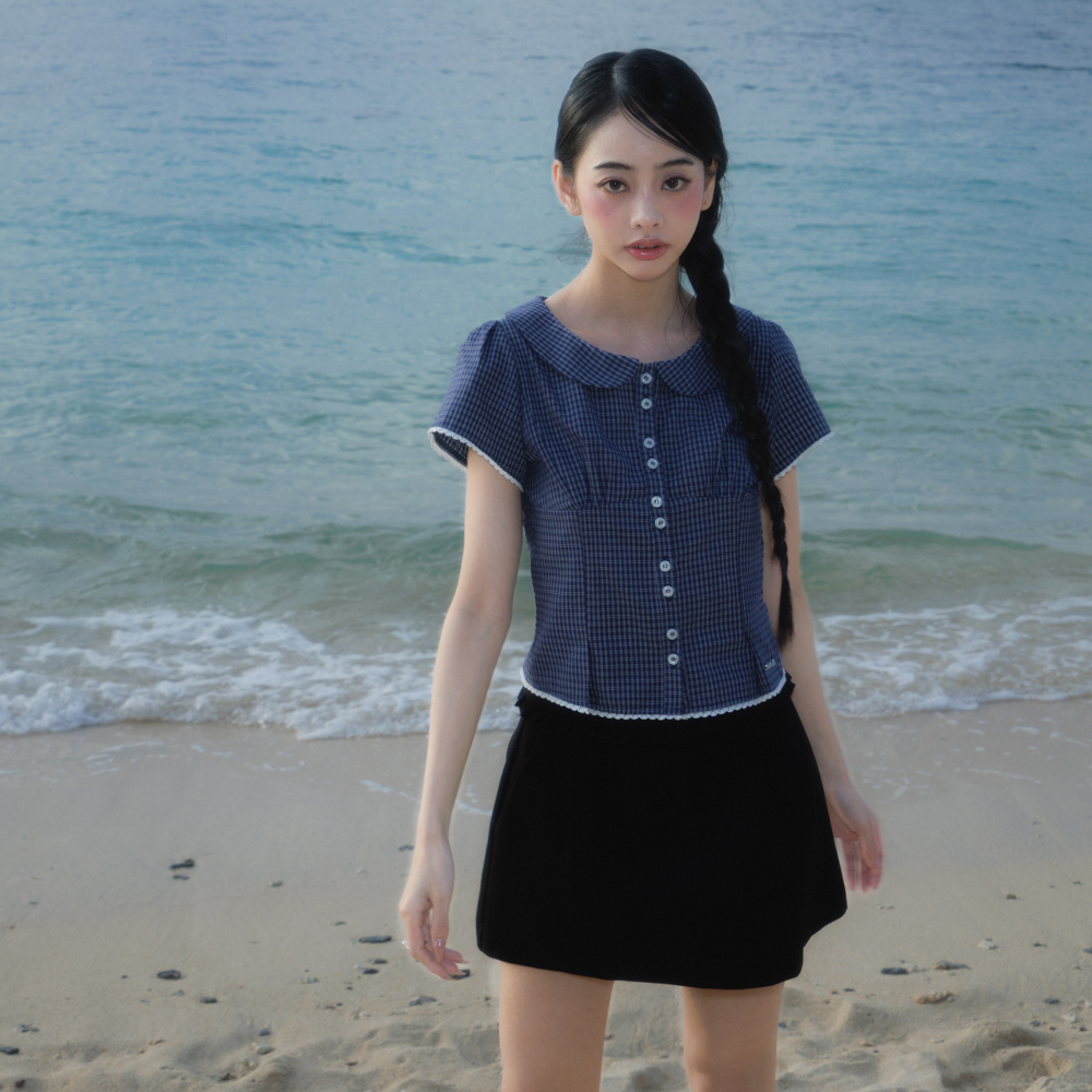 로제프란츠 라운드 카라 반팔 블라우스 네이비(Rosefrantz Round Collar Short Sleeve Blouse [Navy]) - 5
