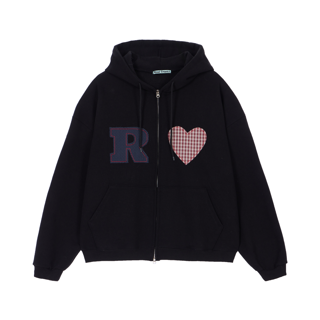 RS26SZP102BLK Rosefrantz Heart Check Overfit Hood Zip-Up [Black]