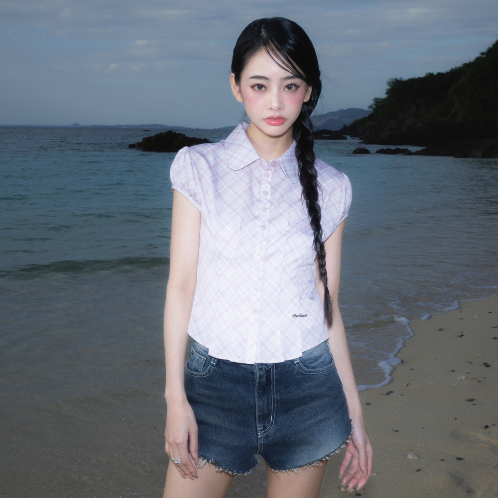 로제프란츠 체크 퍼프 반팔 블라우스 핑크(Rosefrantz Check Puff Short Sleeve Blouse [Pink]) - 4