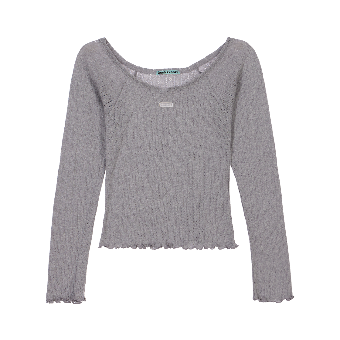 RS26CLS102GRY Rosefrantz Lace Label V-Neck Long Sleeve [Gray]