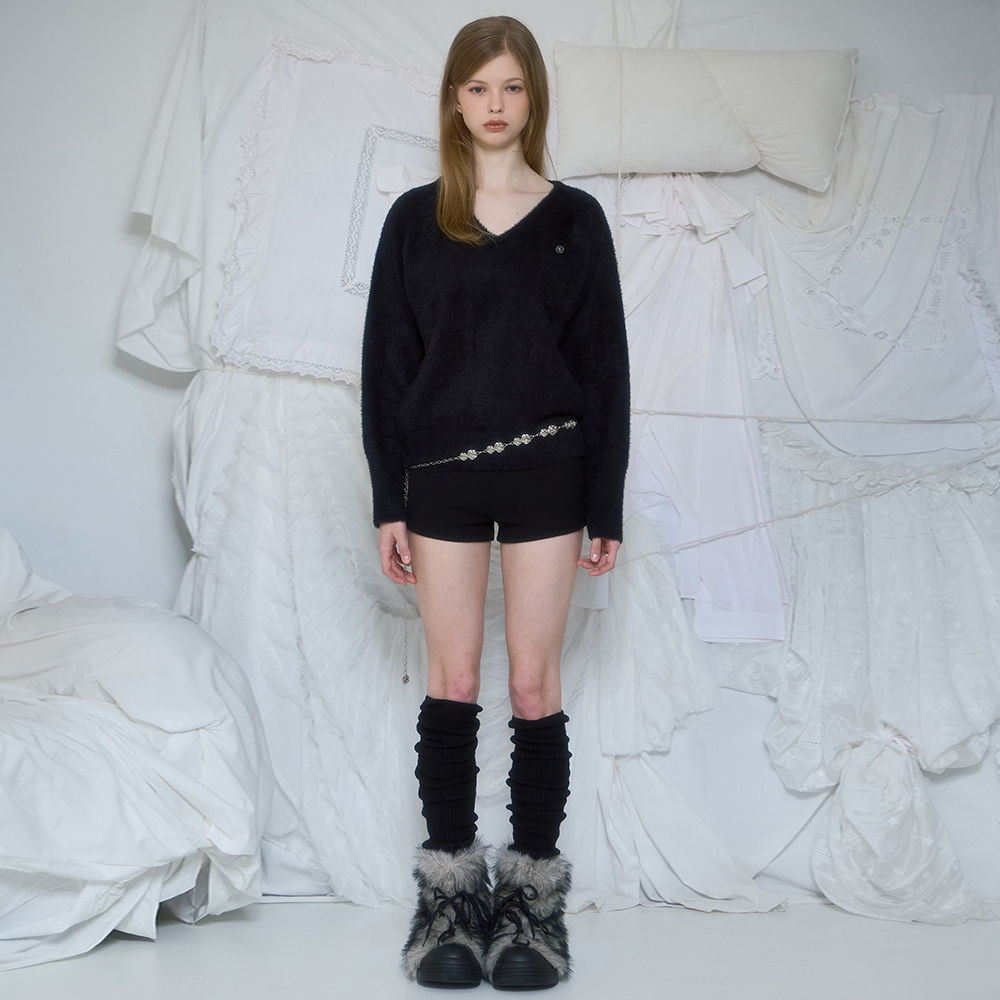 로제프란츠 퍼 브이넥 니트 블랙(Rosefrantz Fur V-neck Knit [Black]) - 2