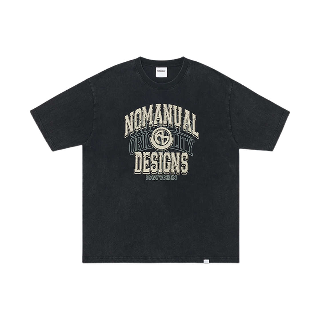 NMSS62TS33WBK NOMANUAL Layered Arch Graphic T-shirt Washed Black