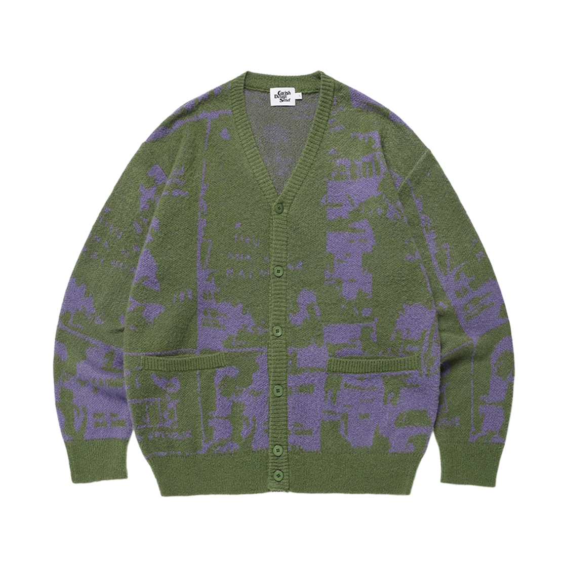 CV2DFUK682AGN CAVISH Brushed Mohair Cardigan Green