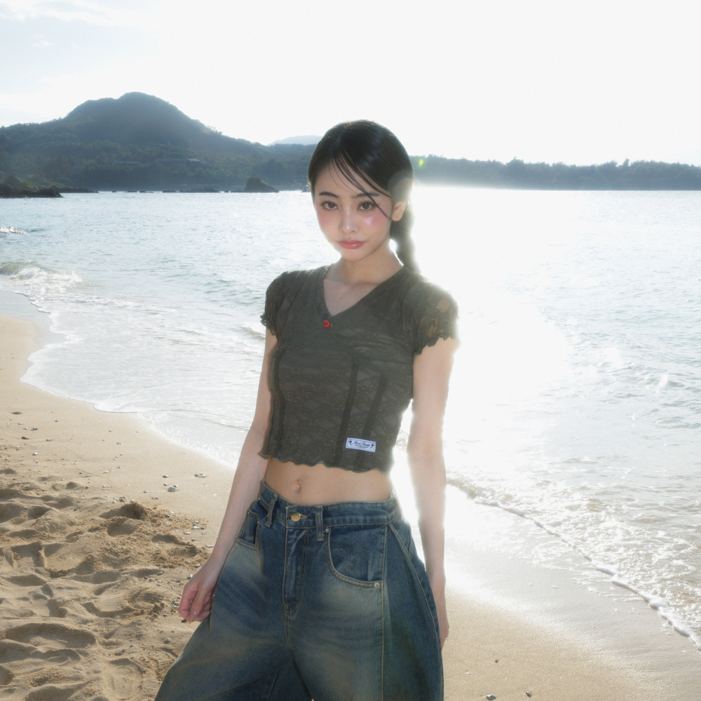로제프란츠 로즈 레이스 슬림 티셔츠 카키(Rosefrantz Rose Lace Slim T-shirt [Khaki]) - 6