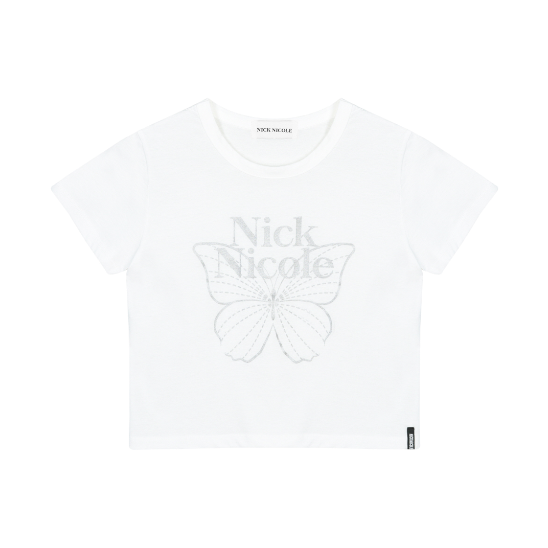 닉앤니콜 버터플라이 시그니처 크롭 탑 아이보리 실버(NICK&NICOLE Butterfly Signature Crop Top Ivory Silver)