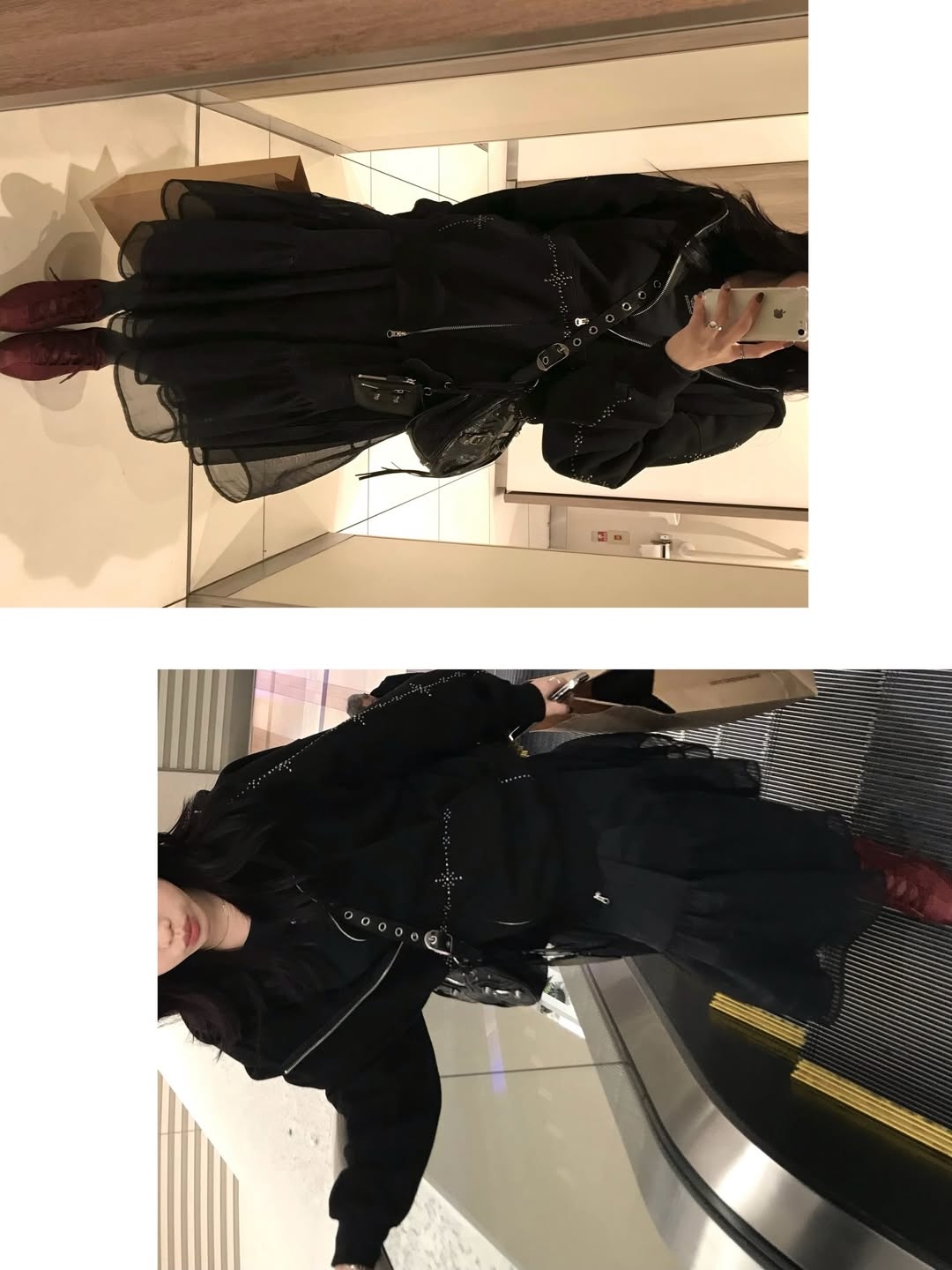 VOONT Stud Line Hood Zip-Up (BLACK) 착용 스타일 - 7