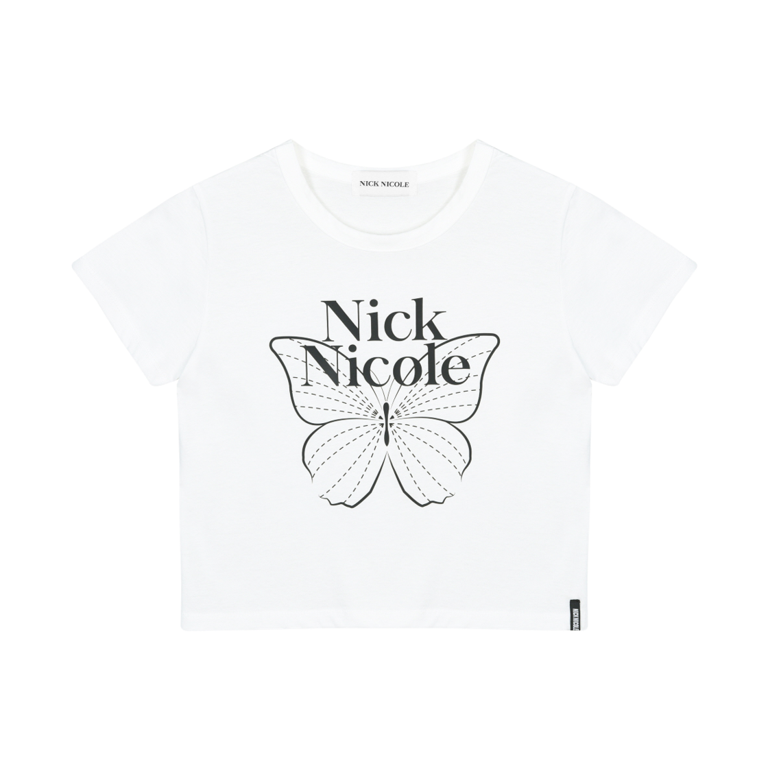 닉앤니콜 버터플라이 시그니처 크롭 탑 아이보리 블랙(NICK&NICOLE Butterfly Signature Crop Top Ivory Black)