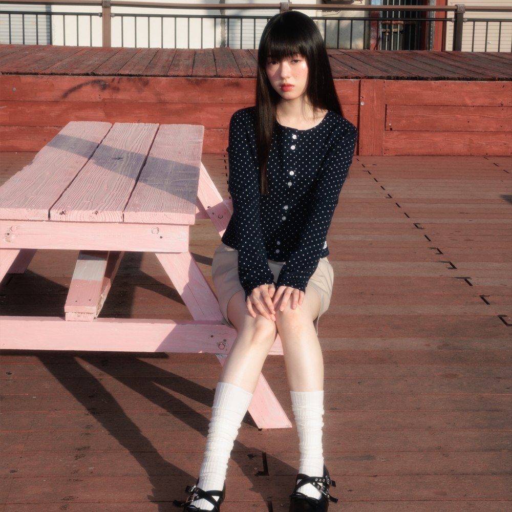 로제프란츠 도트 버튼 포인트 가디건 네이비(Rosefrantz Dot Button Point Cardigan [Navy]) - 5