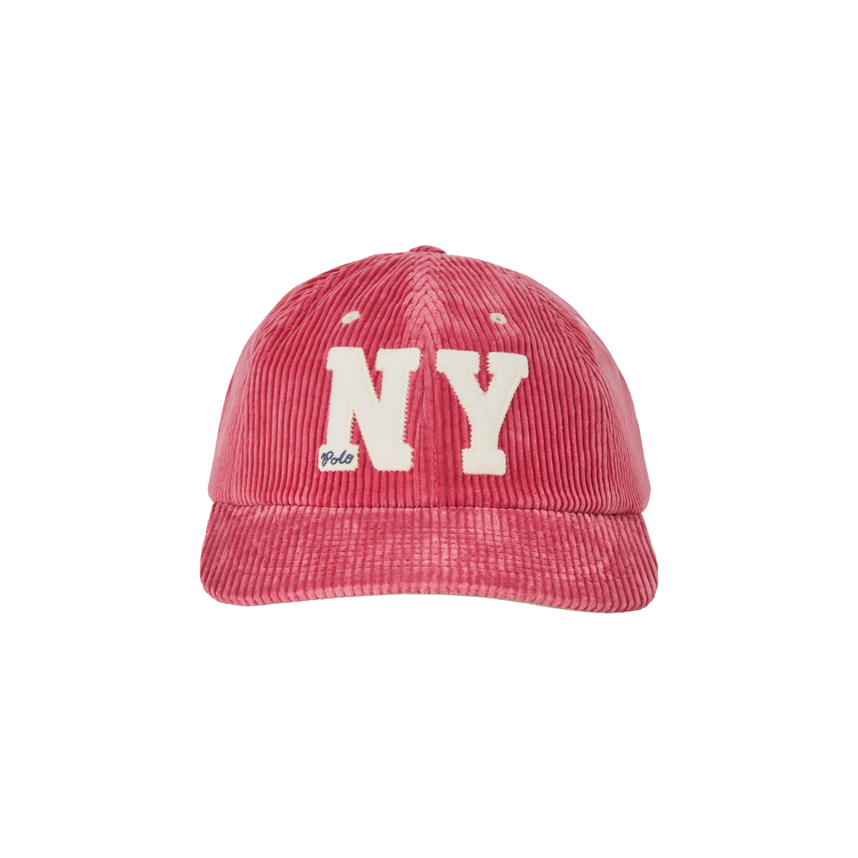 [10%적립] 폴로 랄프 로렌 NY 패치 코듀로이 볼 캡 레드 스카이 - 26SS