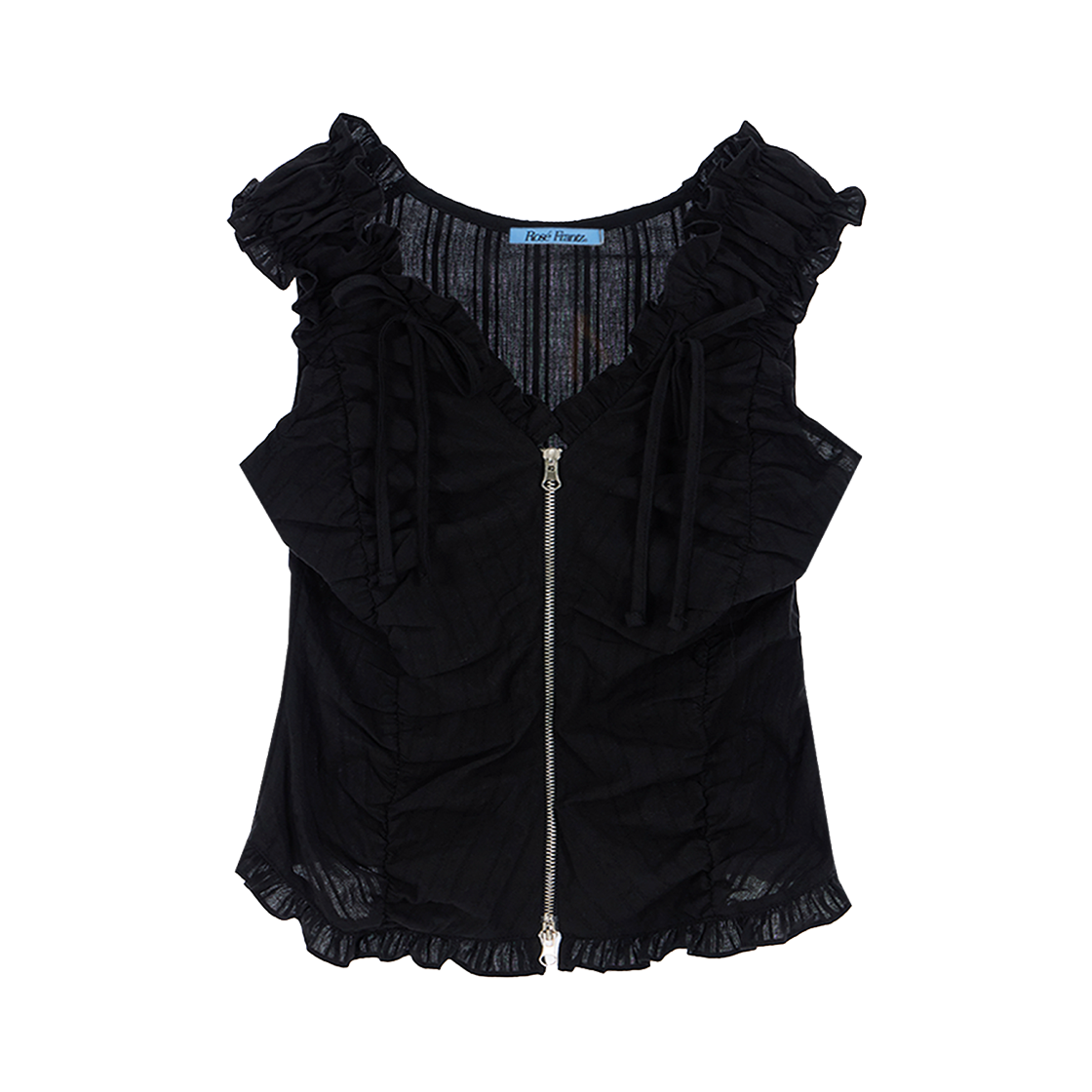 로제프란츠 투웨이 프릴 리본 슬리브리스 블랙(Rosefrantz Two-way Frill Ribbon Sleeveless [Black])
