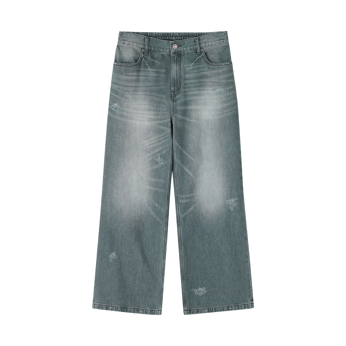SI3PT323GG SONGZIO HOMME Stone Washed Flare Denim Greish Green