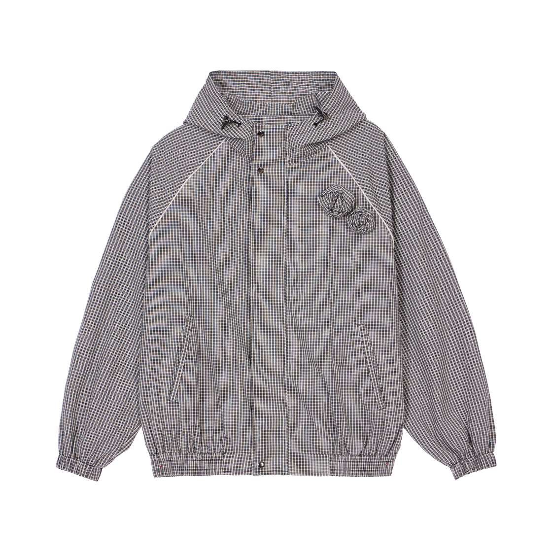 RS26SJK116BLK Rosefrantz Rose Corsage Check Windbreaker [Black]