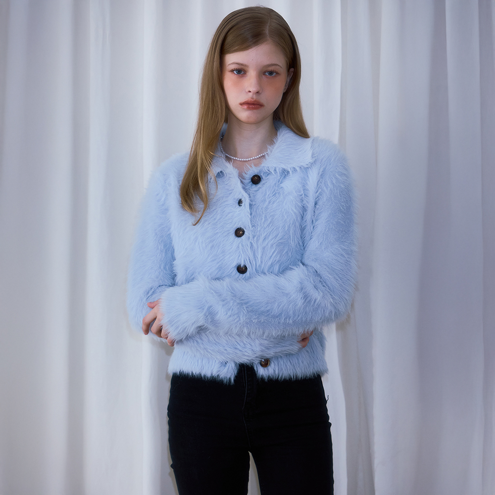 로제프란츠 퍼 카라 버튼 가디건 스카이 블루(Rosefrantz Fur Collar Button Cardigan [Sky Blue]) - 6