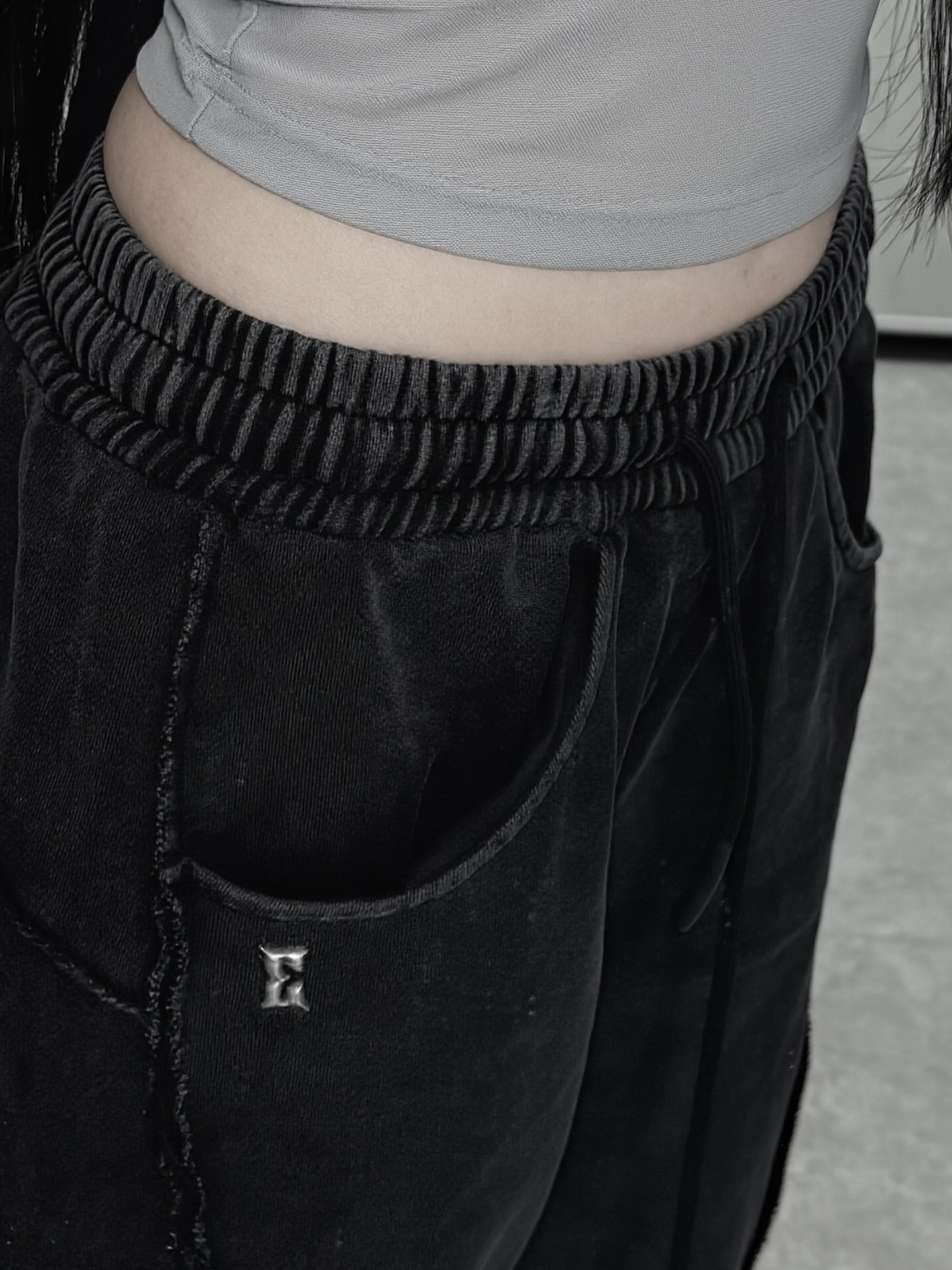 PHOS333 W Vintage Washed Wide Sweatpants 착용 스타일 - 3