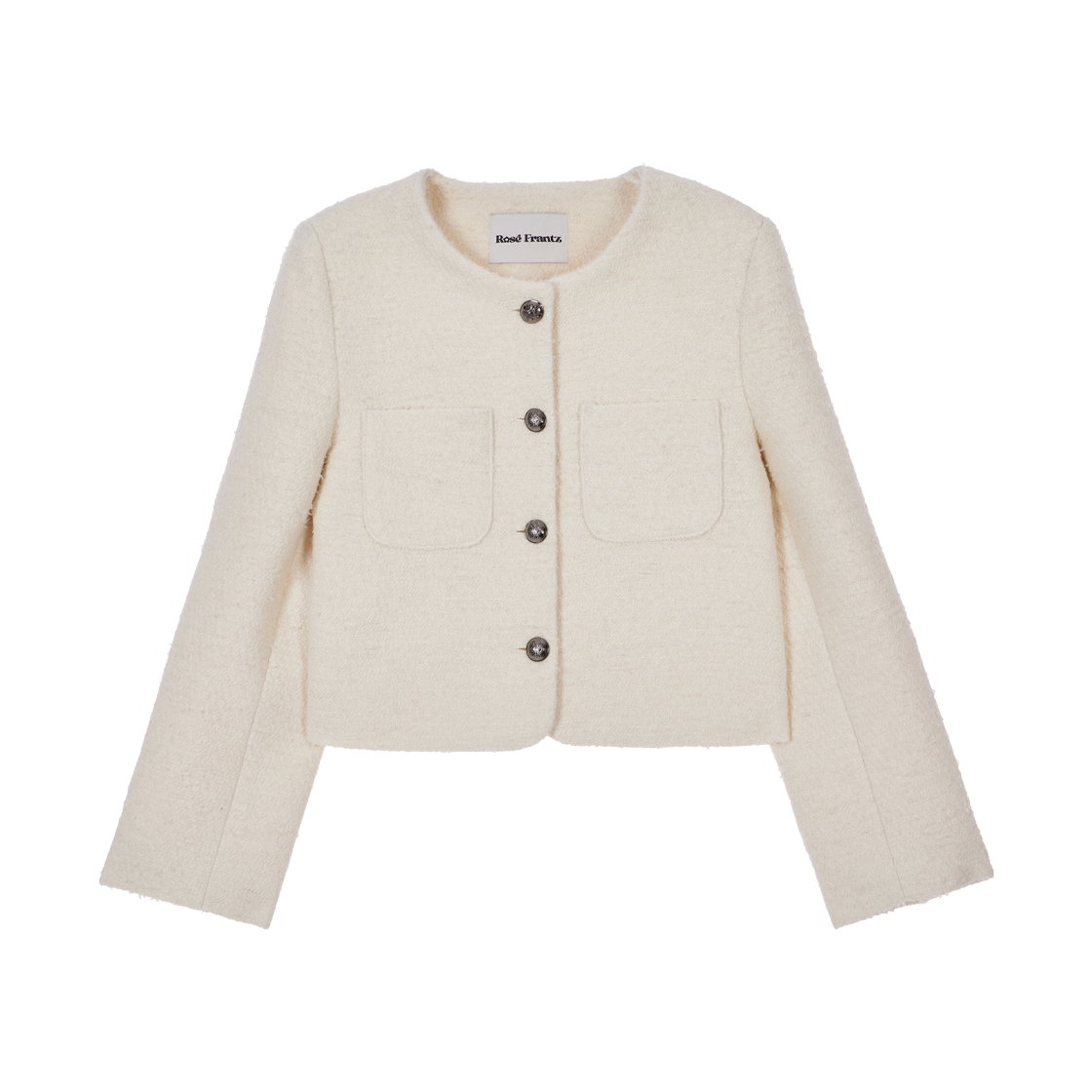 RS26SJK115IVR Rosefrantz Classic Button Crop Tweed Jacket [Ivory]