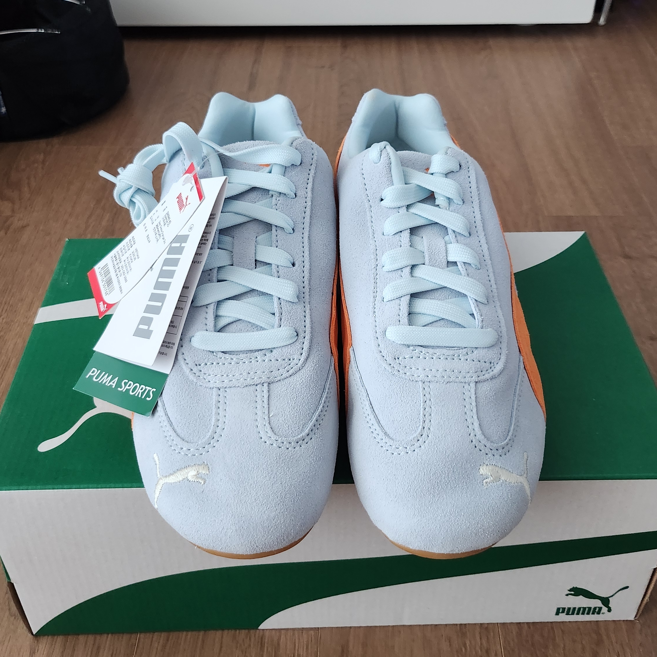 Puma Speedcat OG Sea Glass Orange Glo 착용 스타일 - 3