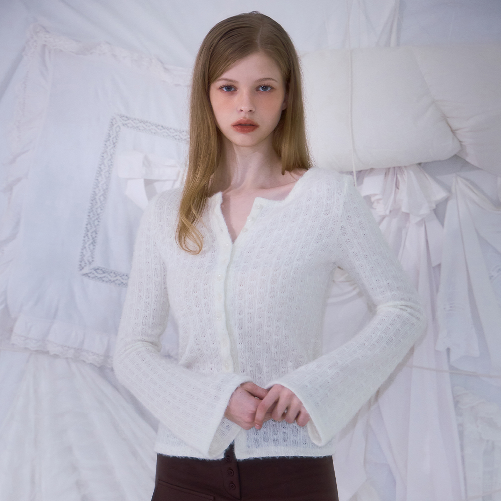로제프란츠 헤어리 슬림 퍼 가디건 아이보리(Rosefrantz Hairy Slim Fur Cardigan [Ivory]) - 5