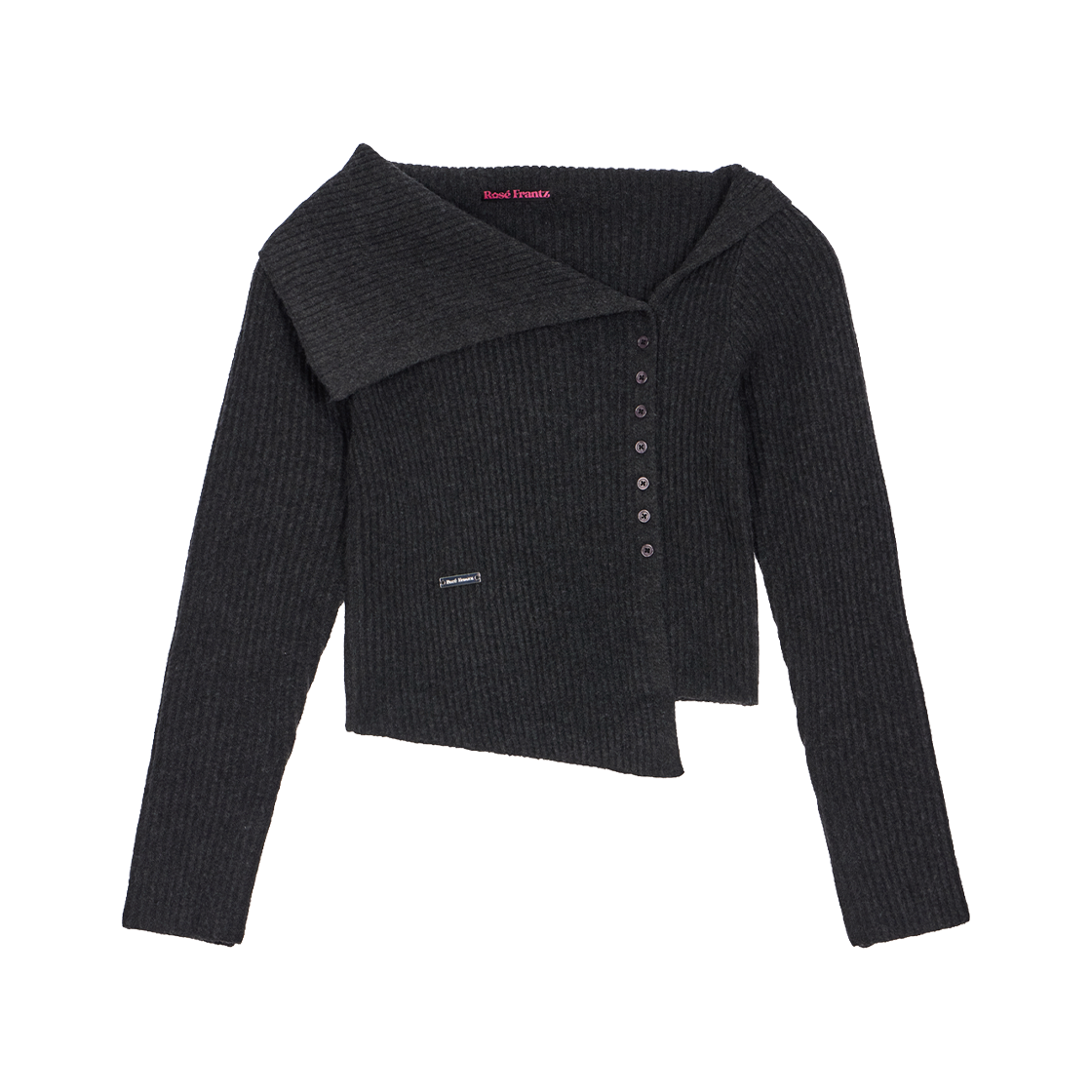 RS25CKN102CRC Rosefrantz Unbalance Collar Button Knit [Charcoal]