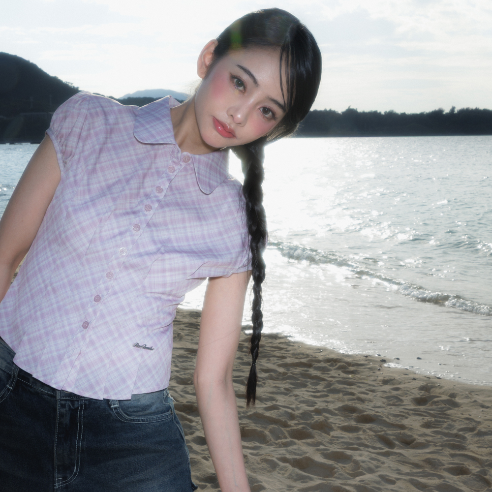 로제프란츠 체크 퍼프 반팔 블라우스 핑크(Rosefrantz Check Puff Short Sleeve Blouse [Pink]) - 2