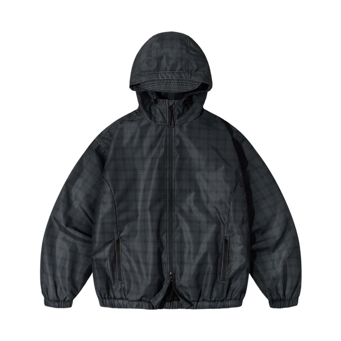 디미트리블랙 투웨이 에센셜 체크 후드 윈드브레이커 블랙(Dimitri Black 2Way Essential Check Hooded Windbreaker Black)