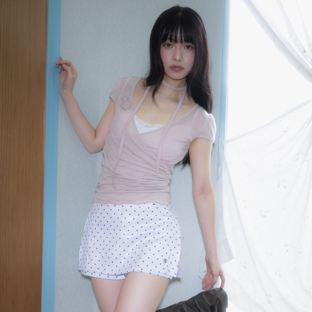 로제프란츠 코사지 셔링 타이 티셔츠 핑크(Rosefrantz Corsage Shirring Tie T-shirt [Pink]) - 2