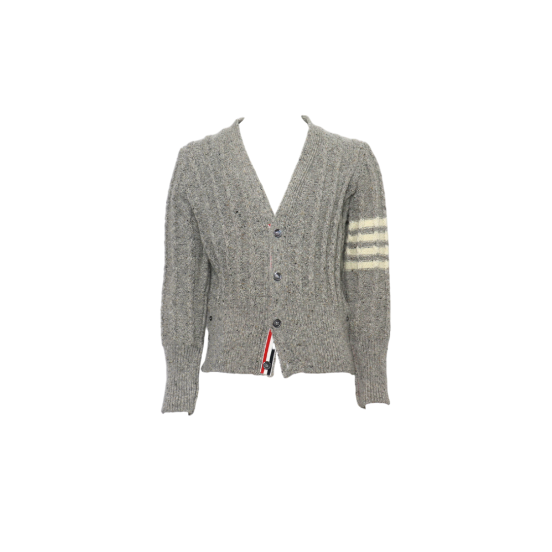 ITJFC3BRRQ2O Thom Browne Gray Wool Stripe Cardigan
