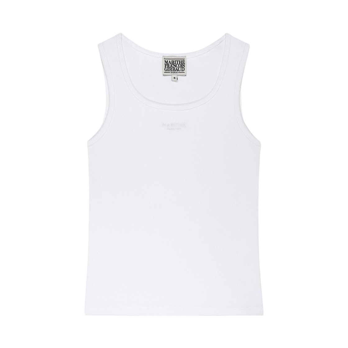 (W) 마리떼 프랑소와 저버 레귤러 로고 슬리브리스 화이트((W) Marithe Francois Girbaud Regular Logo Sleeveless White) - 1
