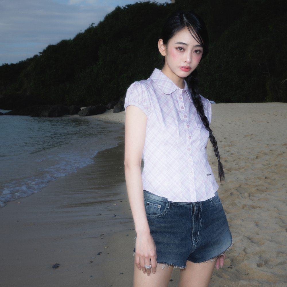 로제프란츠 체크 퍼프 반팔 블라우스 핑크(Rosefrantz Check Puff Short Sleeve Blouse [Pink]) - 5