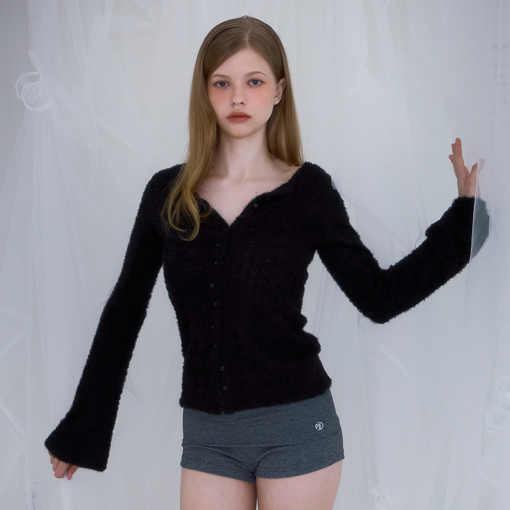 로제프란츠 헤어리 슬림 퍼 가디건 블랙(Rosefrantz Hairy Slim Fur Cardigan [Black]) - 4