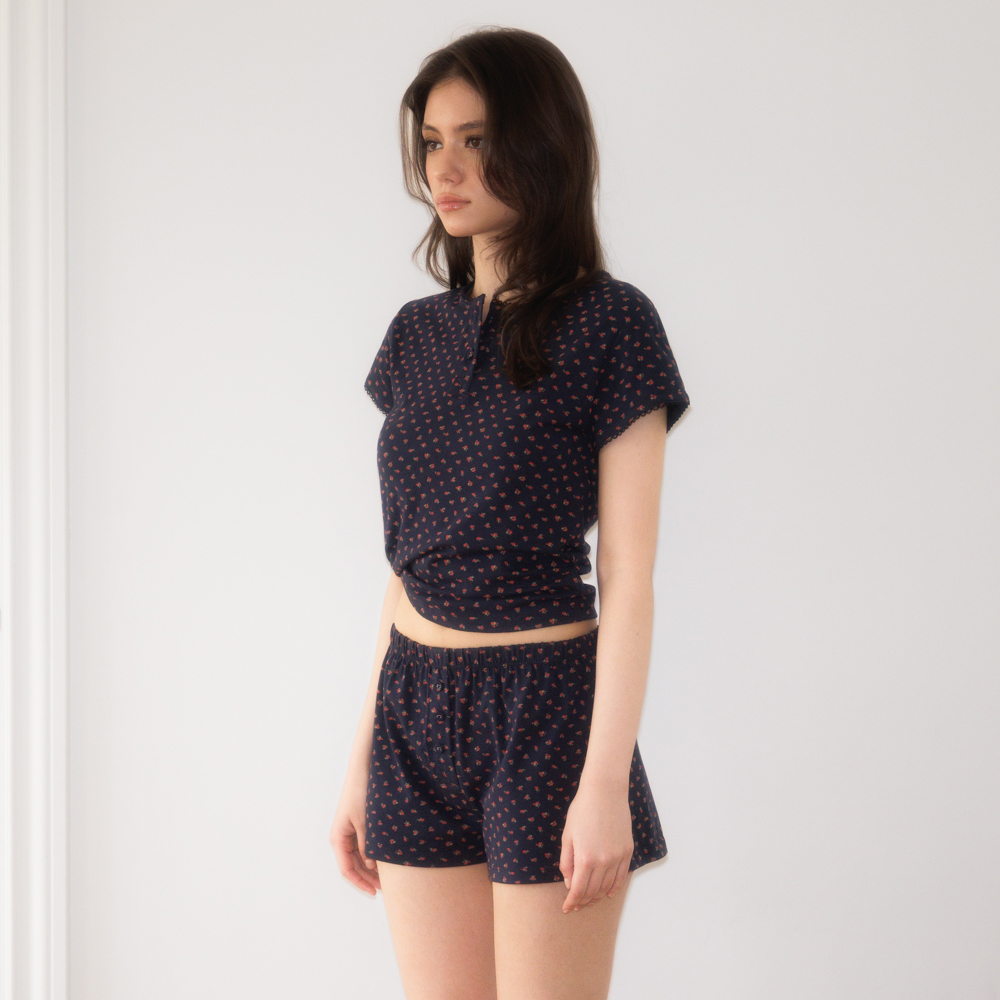 로제프란츠 로즈 앤 베리 라운지 쇼츠 로즈 네이비(Rosefrantz Rose & Berry Lounge Shorts [Rose Navy]) - 3