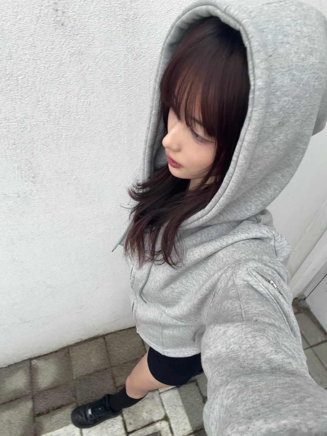 VOONT Jenny Corset Hood Zip-Up (GRAY) 착용 스타일 - 4