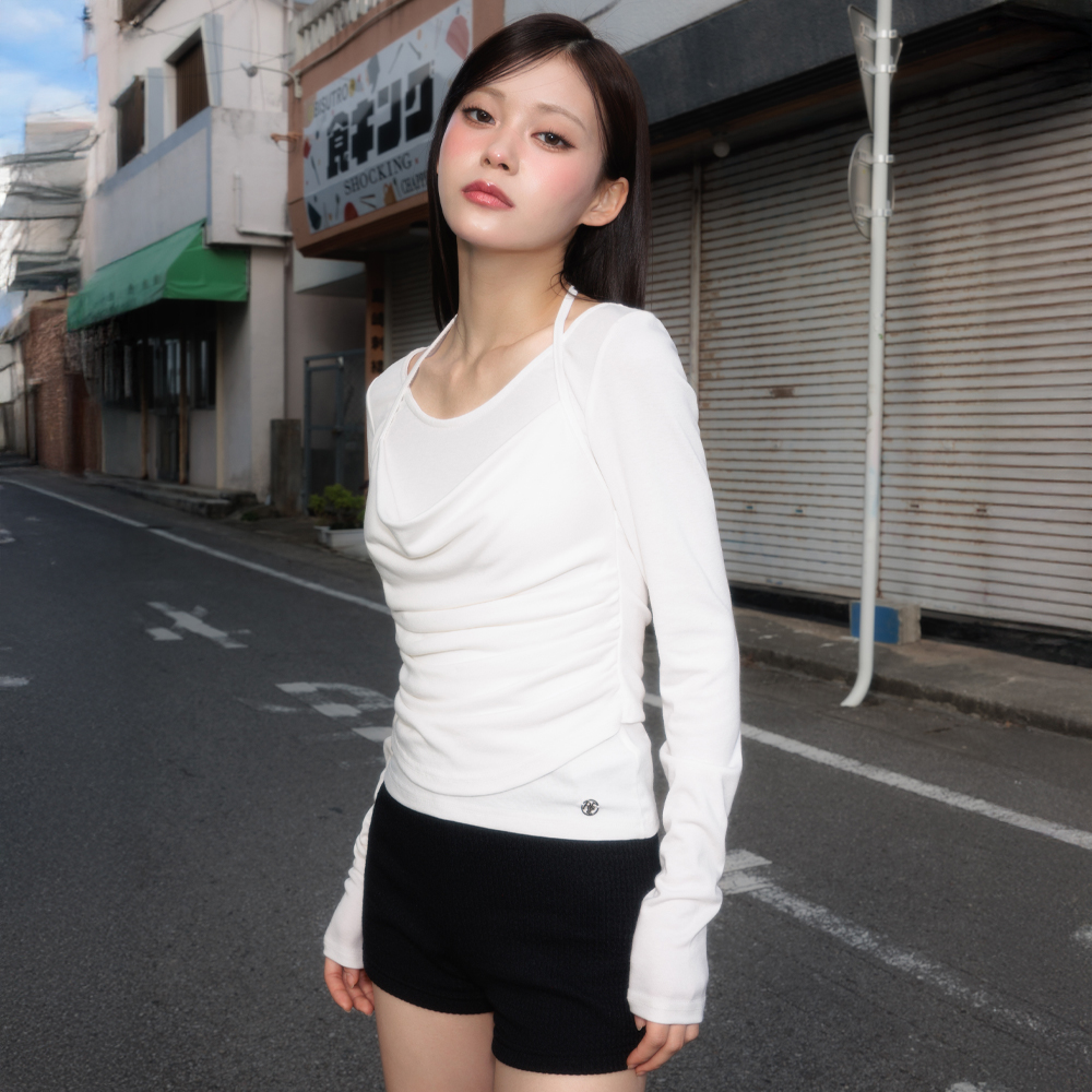 로제프란츠 드레이프 레이어드 홀터 롱슬리브 아이보리(Rosefrantz Drape Layered Halter Long Sleeve [Ivory]) - 4
