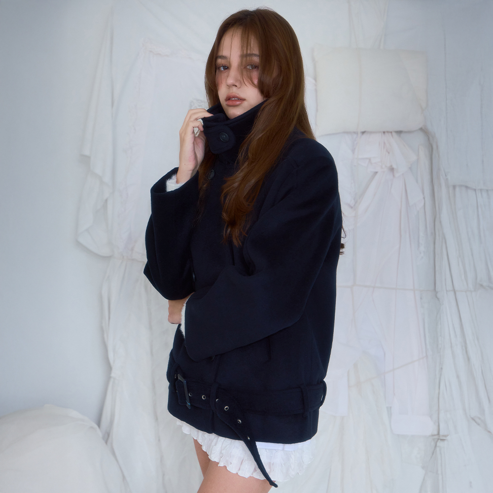 로제프란츠 벨트 반목 울 자켓 다크 네이비(Rosefrantz Belt Half-neck Wool Jacket [Dark Navy]) - 5