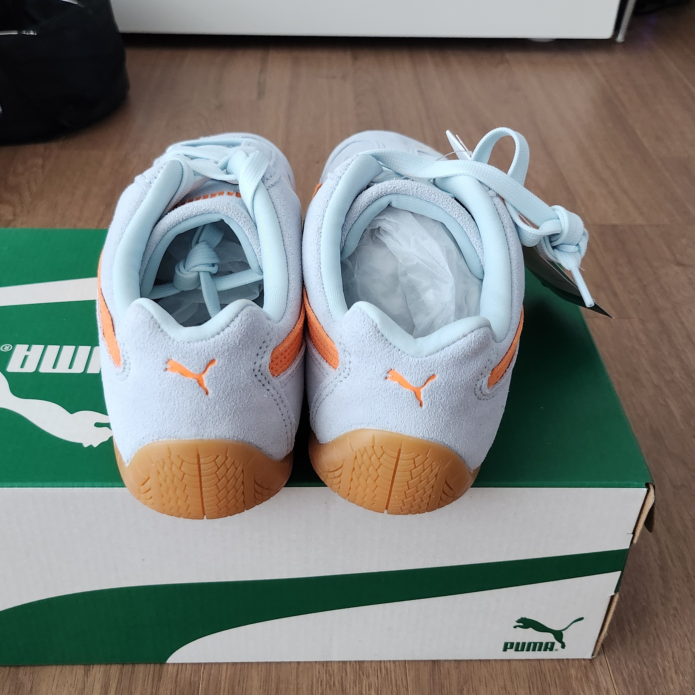 Puma Speedcat OG Sea Glass Orange Glo 착용 스타일 - 5