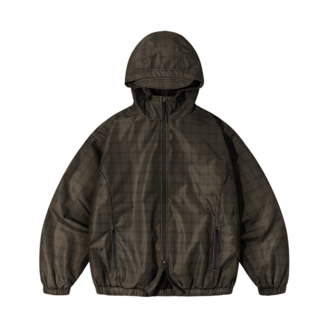 디미트리블랙 투웨이 에센셜 체크 후드 윈드브레이커 브라운(Dimitri Black 2Way Essential Check Hooded Windbreaker Brown)