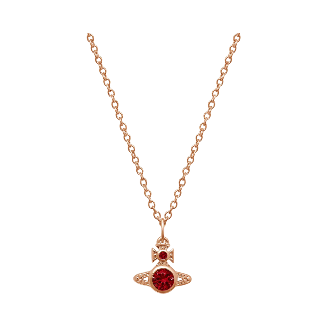 63020278-02G366 (W) Vivienne Westwood London Orb Pendant Rose Gold Red