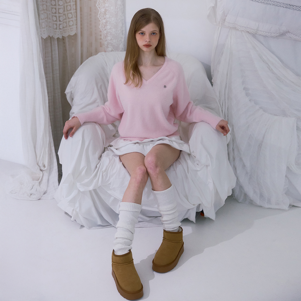 로제프란츠 퍼 브이넥 니트 핑크(Rosefrantz Fur V-neck Knit [Pink]) - 4
