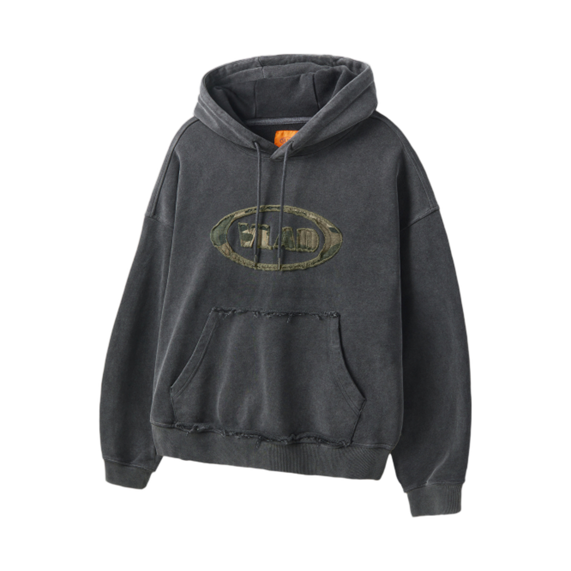 디미트리블랙 VLAD 컷오프 아플리케 후드 티셔츠 카모 피그먼트 차콜(Dimitri Black VLAD Cut-Off Applique Hooded T-Shirt Camo Pigment Charcoal)