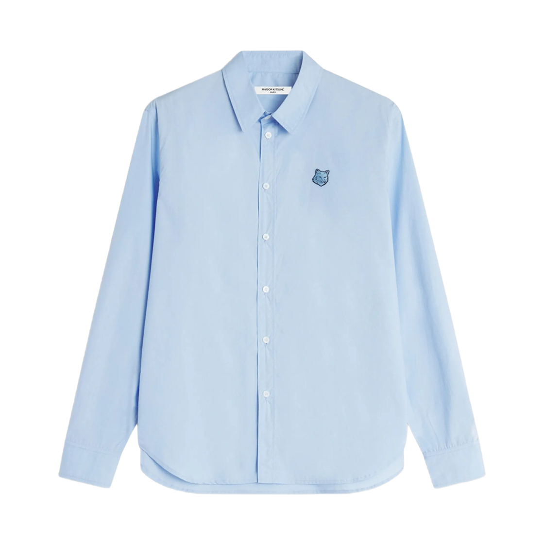 QM00421WC5089-0434 Maison Kitsune Fox Head Patch Shirt Pure Blue