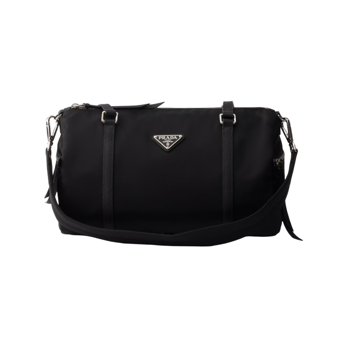 1BB154-R064-F0632 Prada Large Re-Nylon and Saffiano Leather Duffle Bag Black