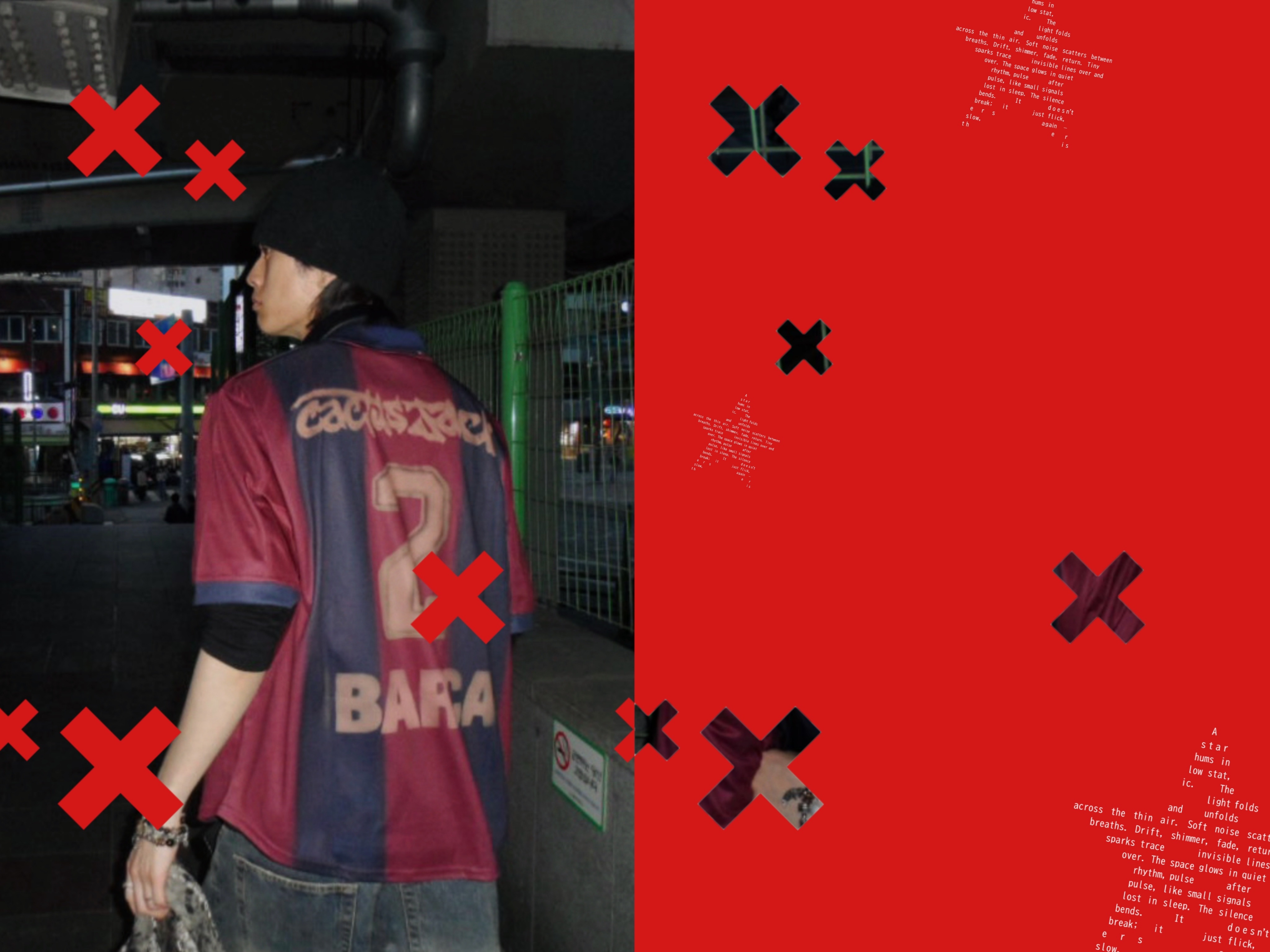 Nike FC Barcelona x Travis Scott Retro 2000/01 Home Skeleton Jersey Multicolor (Non Marking Ver.) 착용 스타일
