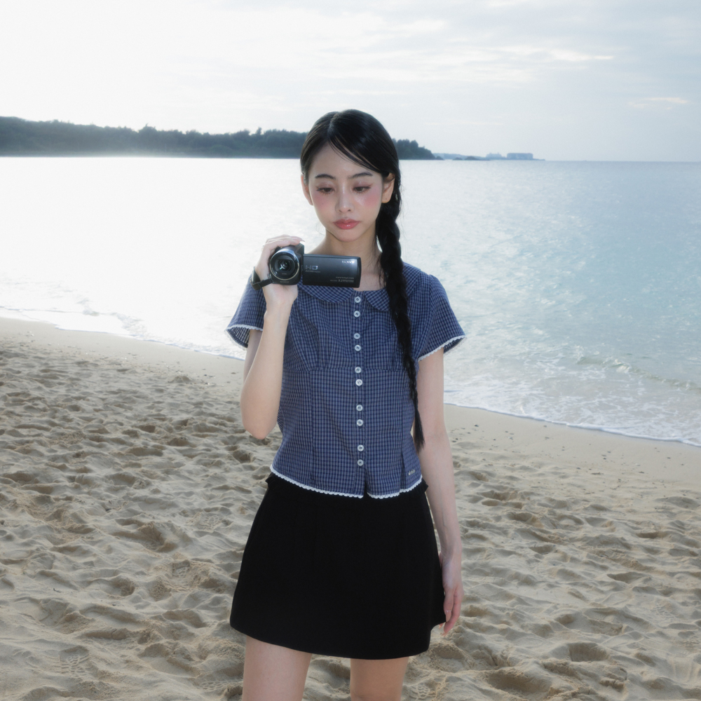 로제프란츠 라운드 카라 반팔 블라우스 네이비(Rosefrantz Round Collar Short Sleeve Blouse [Navy]) - 3