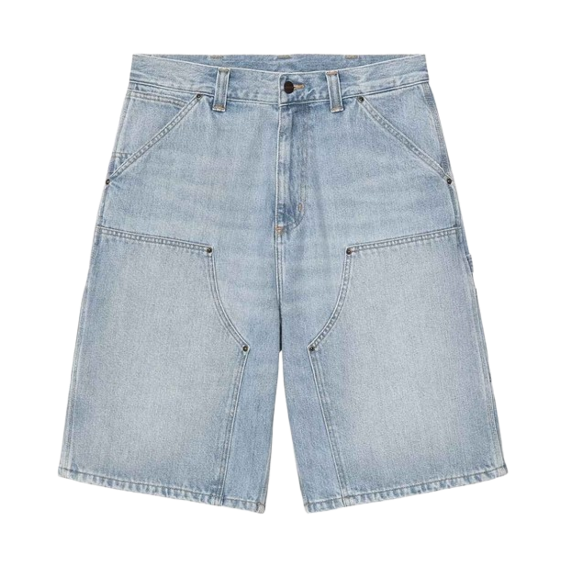 I036590-01-WU Carhartt WIP OG Double Knee Shorts Blue Worn Bleached