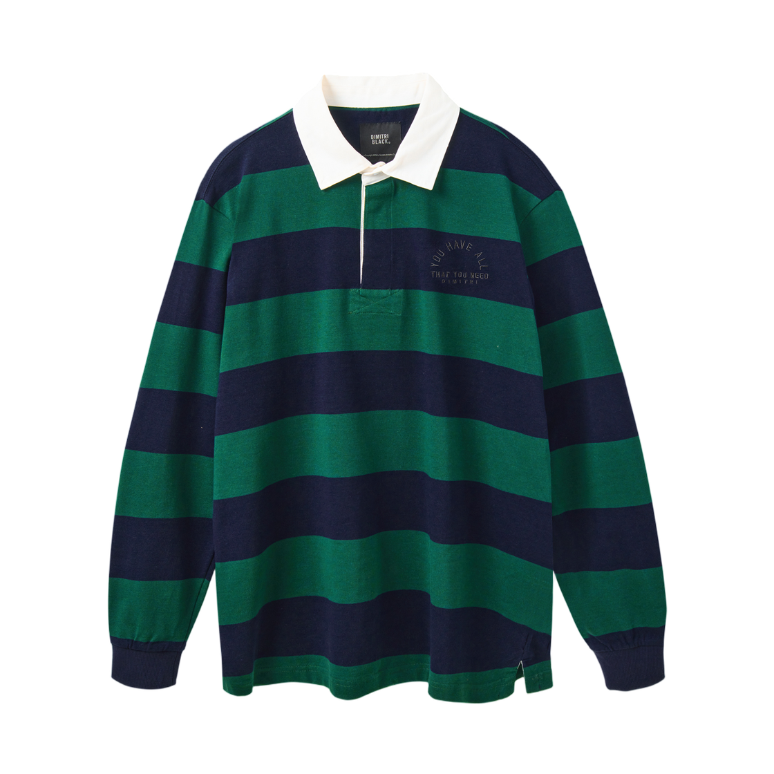 DBBF8TL06NG Dimitri Black ASI Stripe Rugby Sweatshirt T-Shirt Green Navy