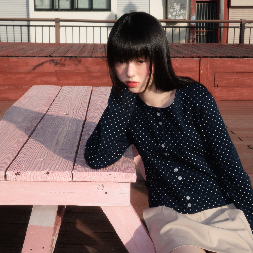 로제프란츠 도트 버튼 포인트 가디건 네이비(Rosefrantz Dot Button Point Cardigan [Navy]) - 3